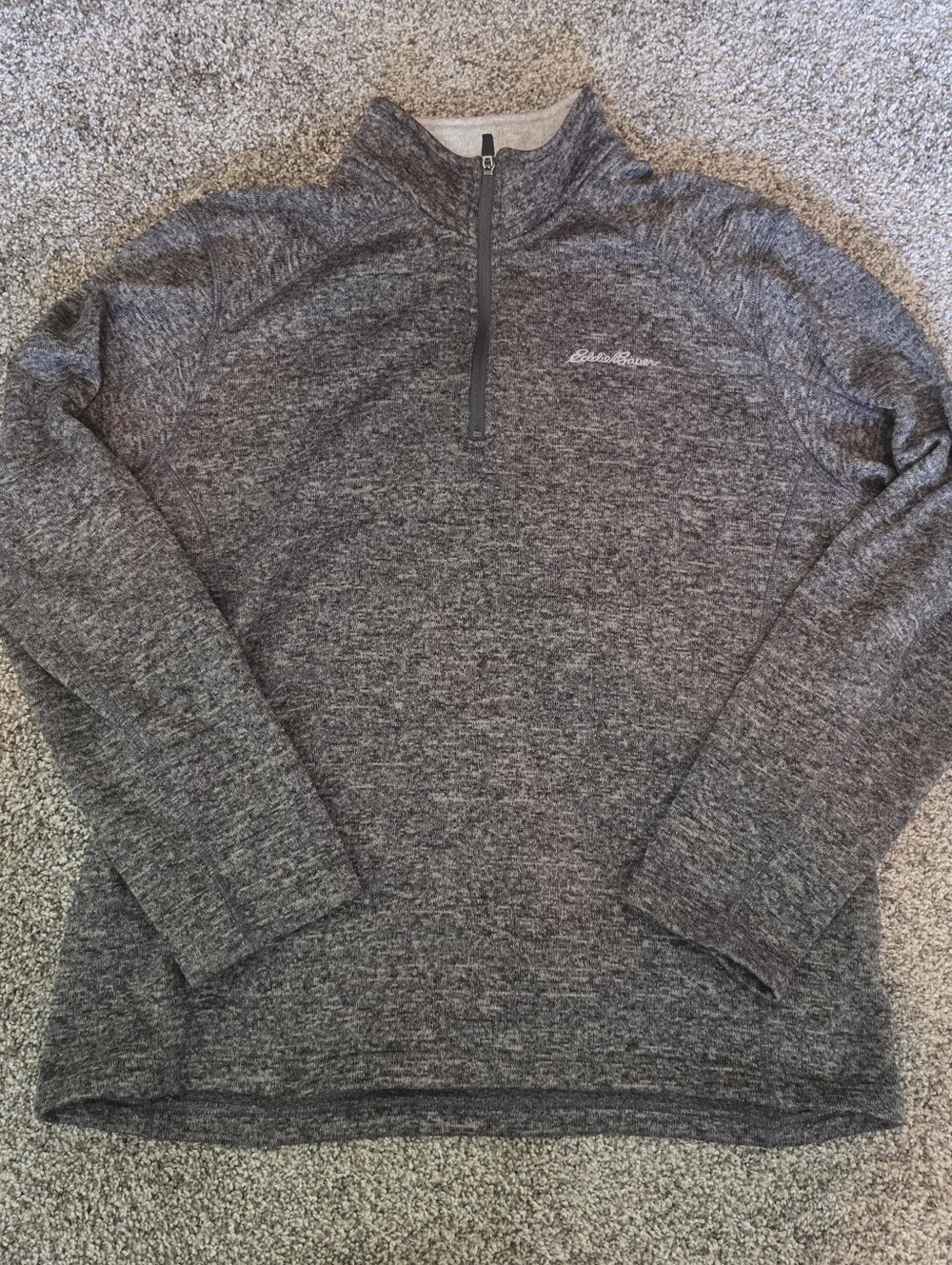 Eddie Bauer Mens Quarter Zip Grey Sweater